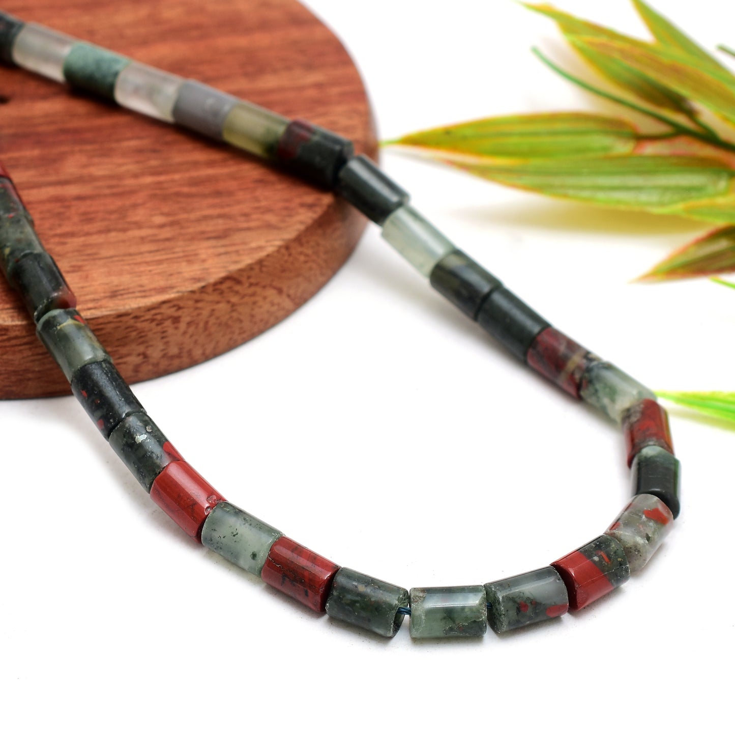 Kamal Gems | African Bloodstone Tube-Shaped Beads, 15"