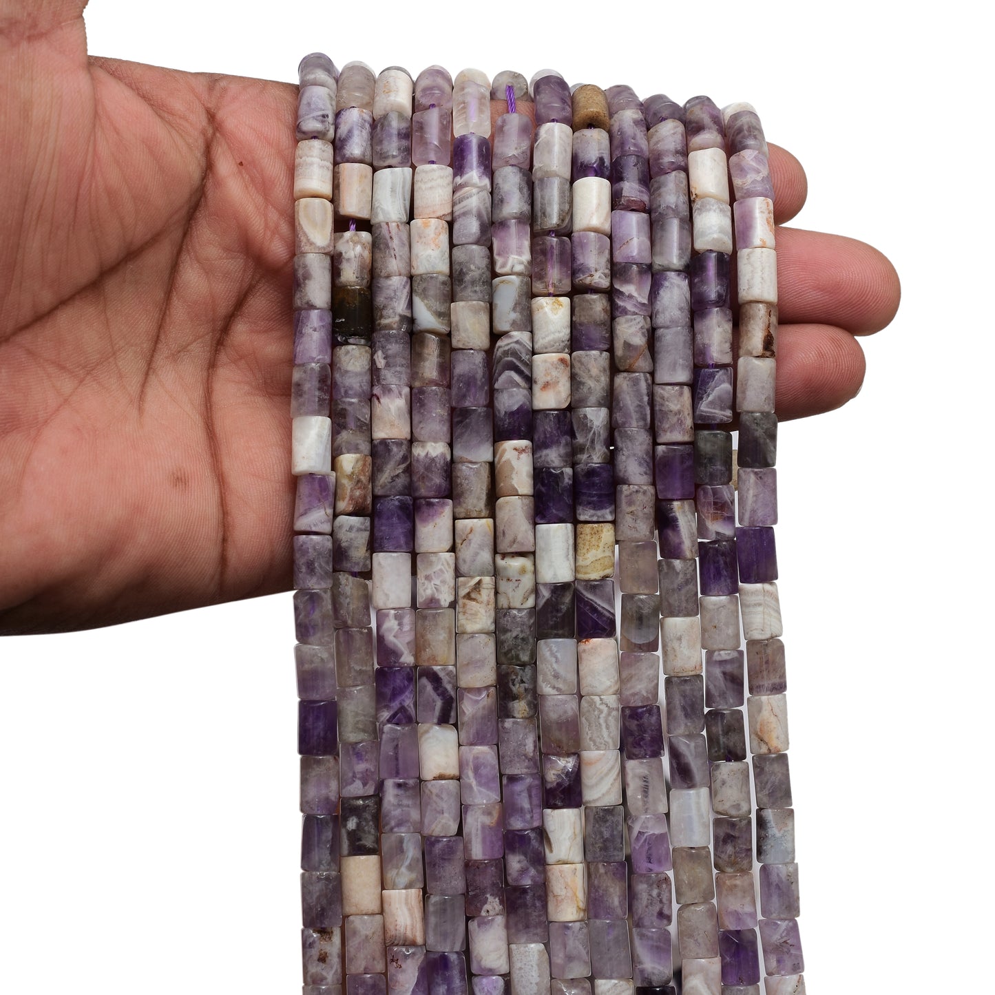 Kamal Gems | Amethyst Tube-Shaped Gemstone Beads, 15"