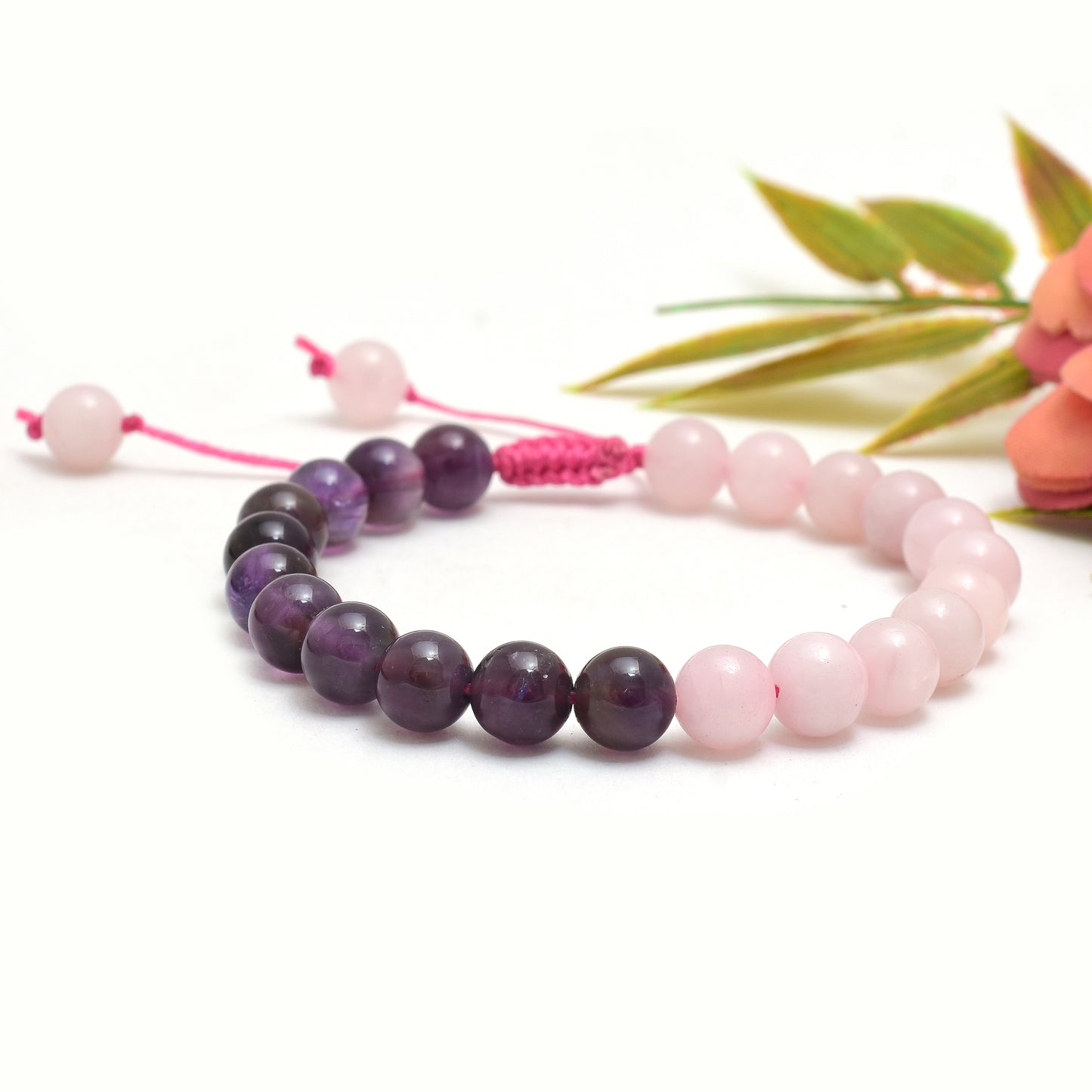 Kamal Gems | Rose Quartz & Amethyst Adjustable Bracelet