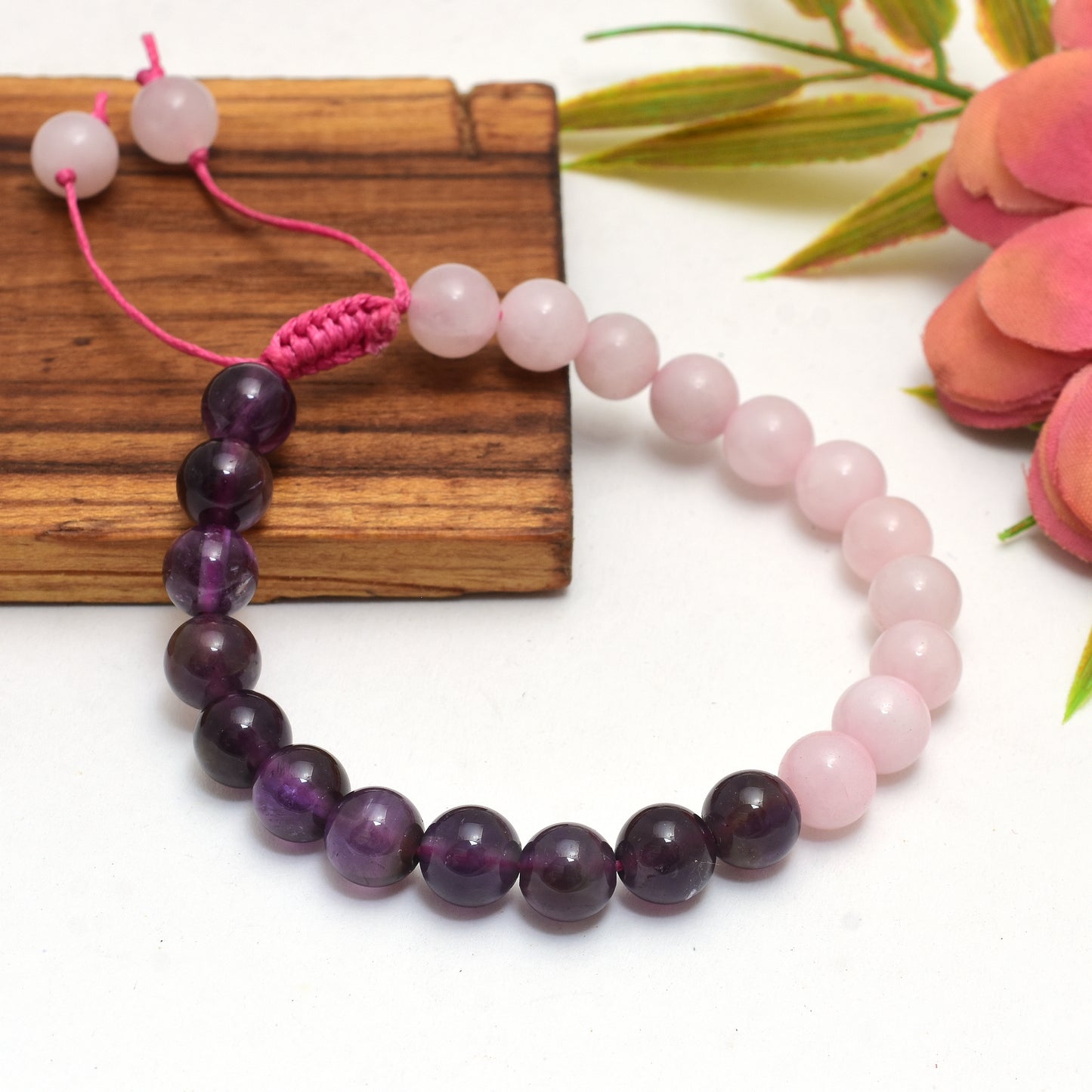 Kamal Gems | Rose Quartz & Amethyst Adjustable Bracelet