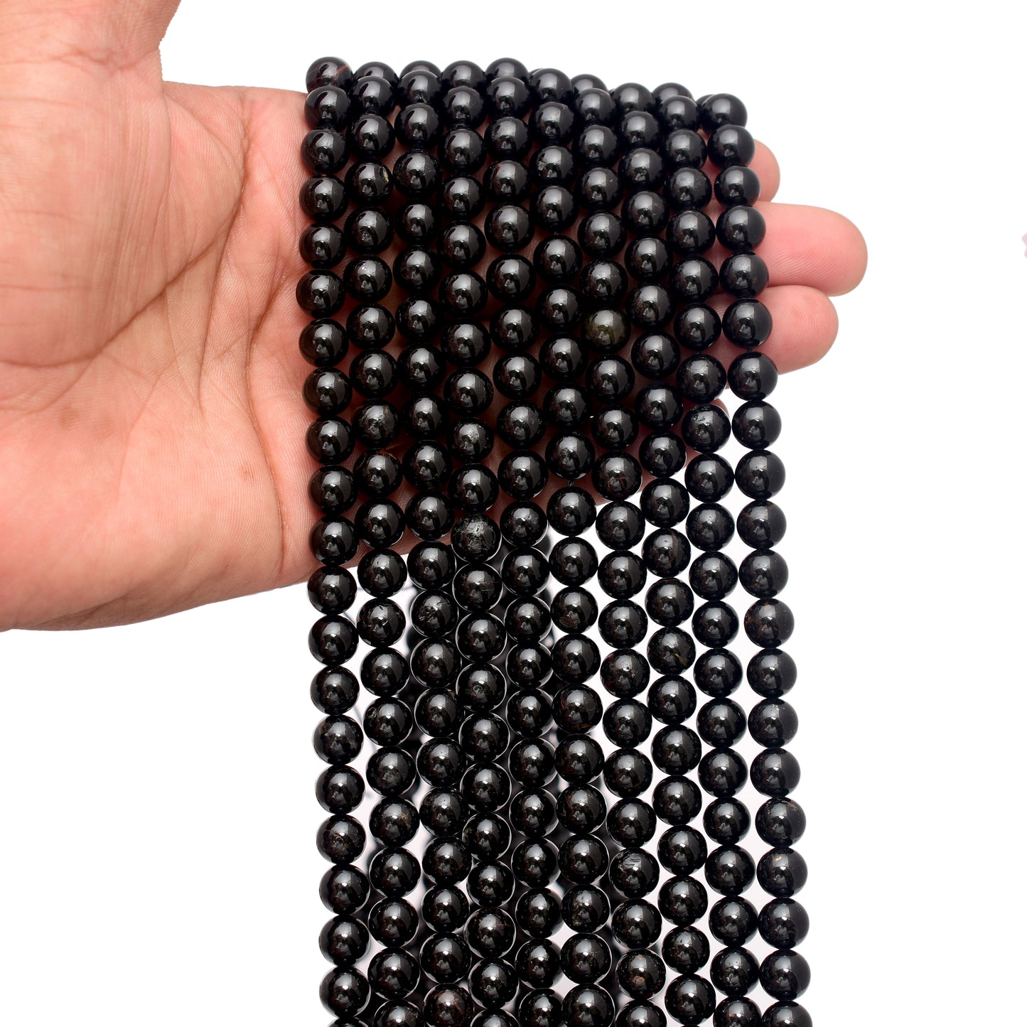 Kamal Gems | Black Tourmaline Gemstone Beads Strand, 15"