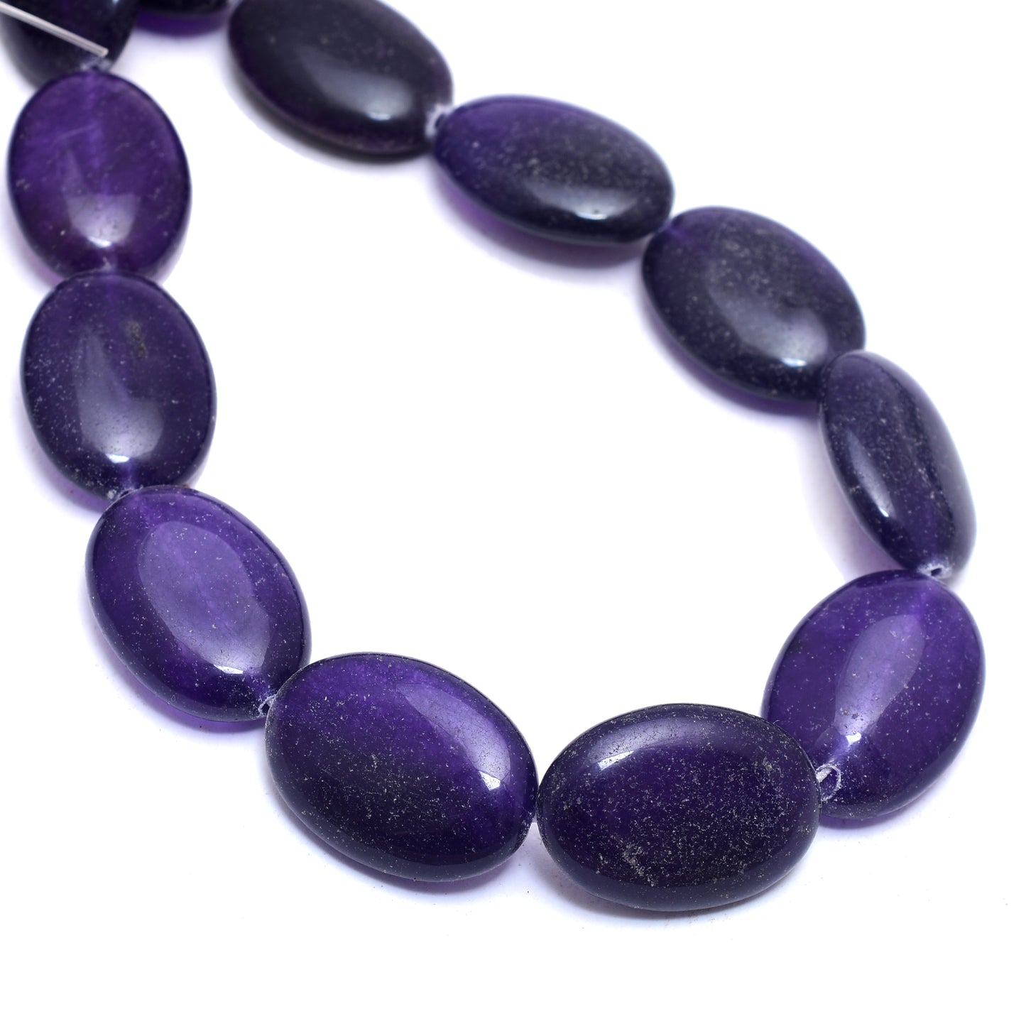 Kamal Gems | Violet Oval-Shaped Onyx Beads, 15"