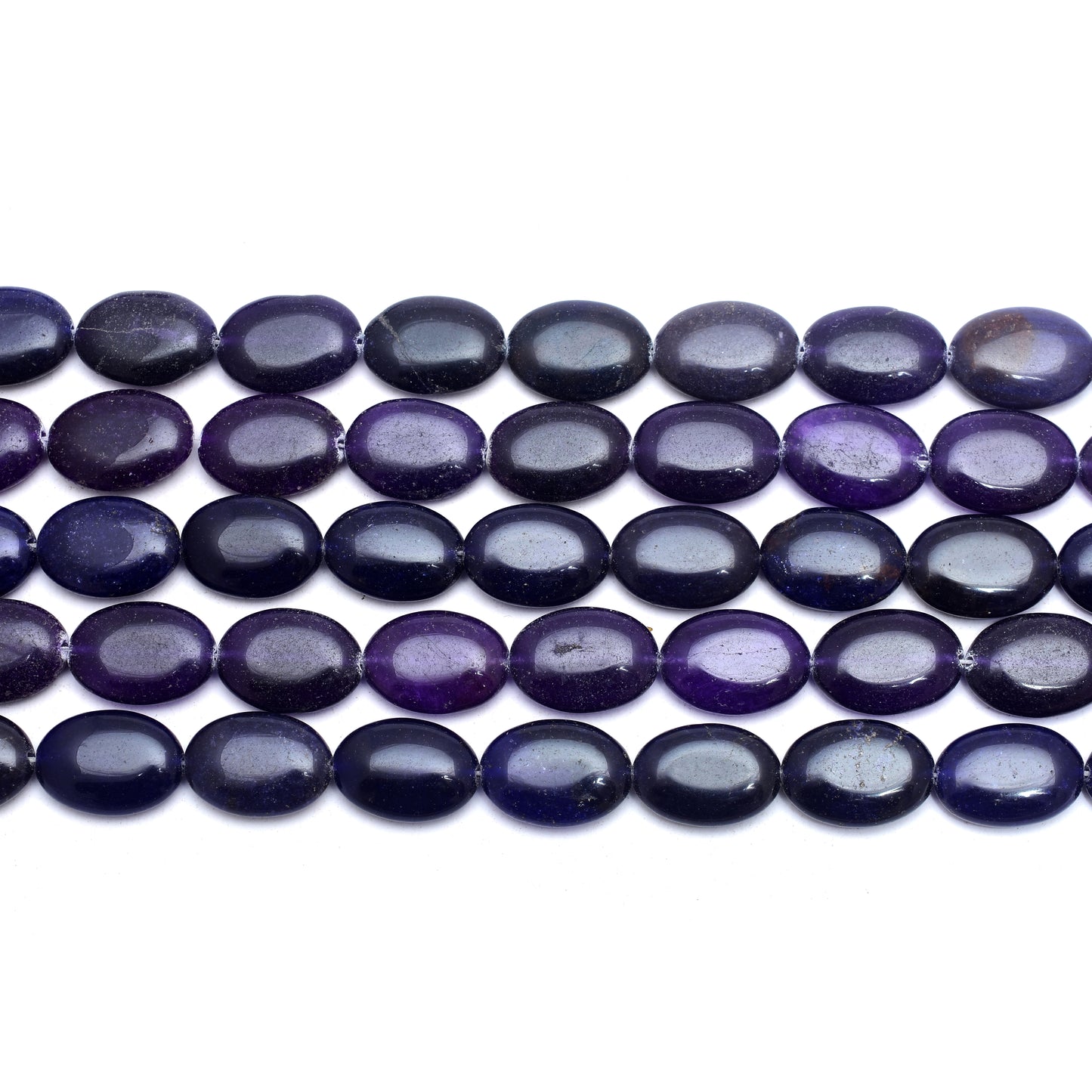 Kamal Gems | Violet Oval-Shaped Onyx Beads, 15"