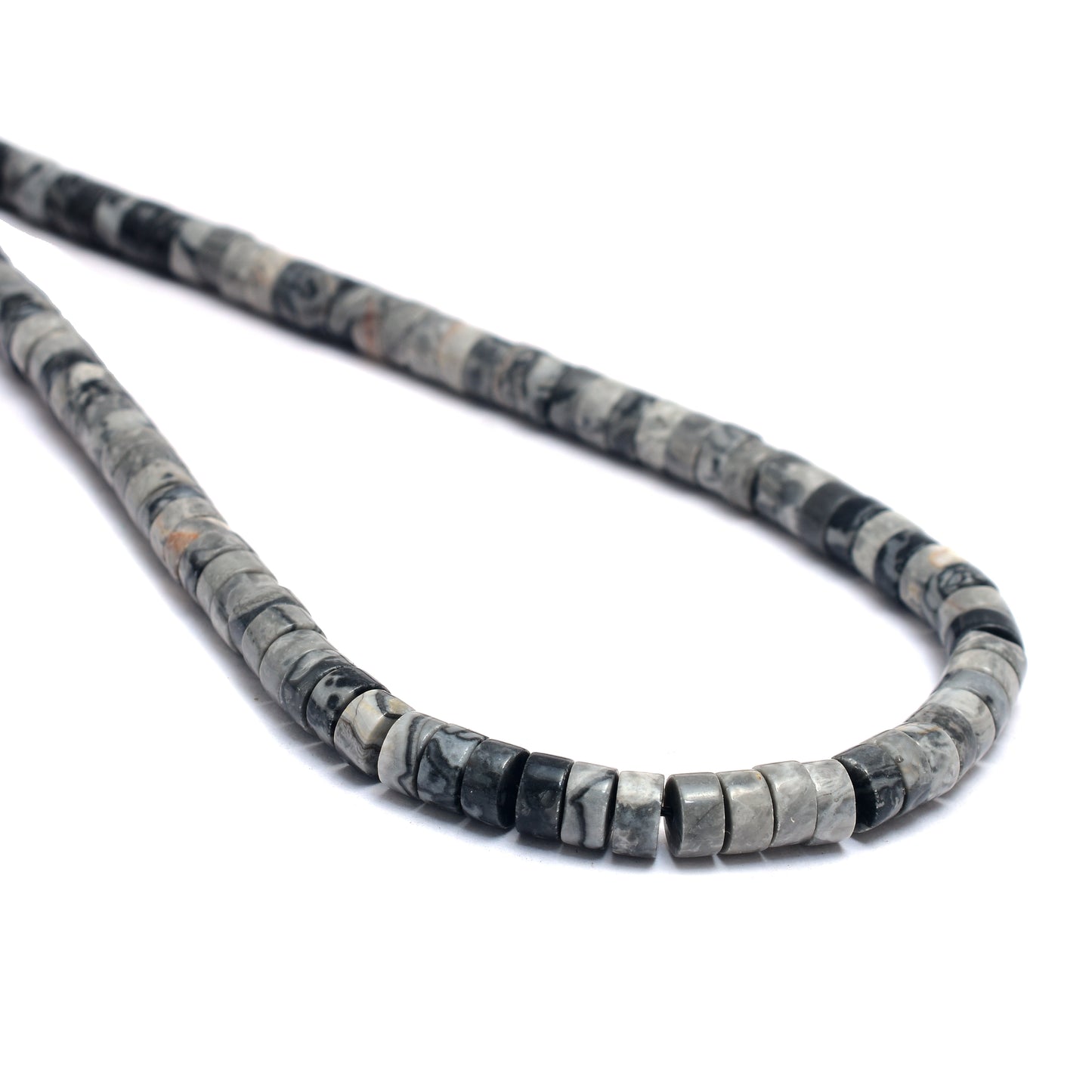 Kamal Gems | Snowflake Obsidian Tyree-Shaped Beads Strand, 15"