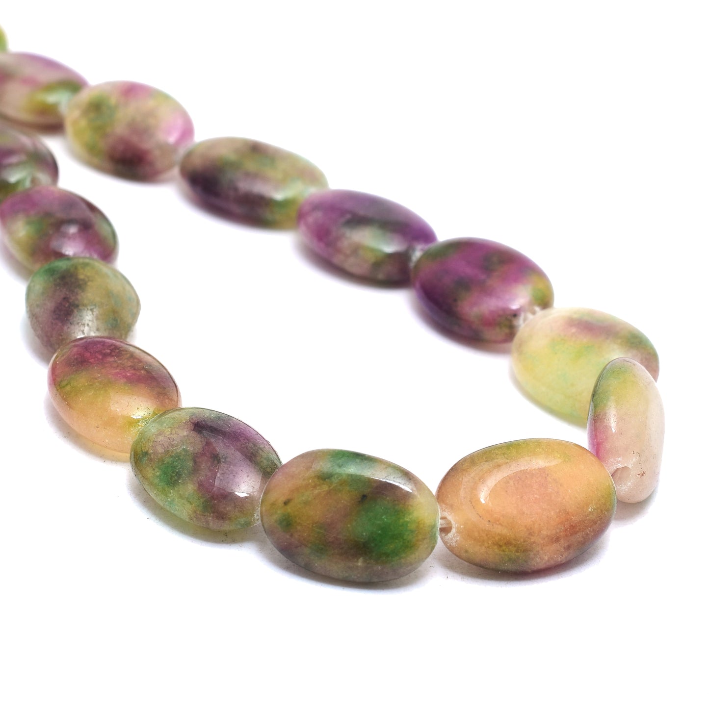 Kamal Gems | Multi-Green Oval-Shaped Onyx Beads, 15"