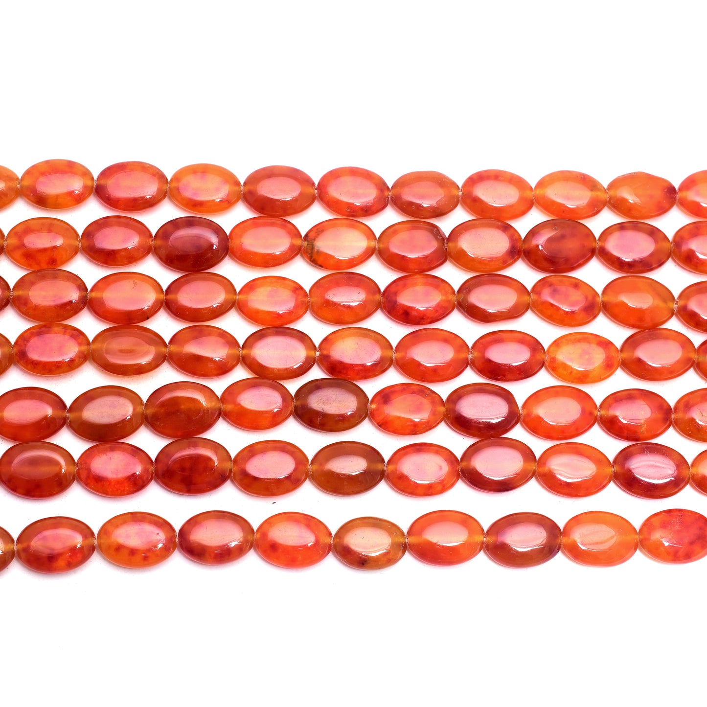 Kamal Gems | Orange Oval-Shaped Beads, 15"