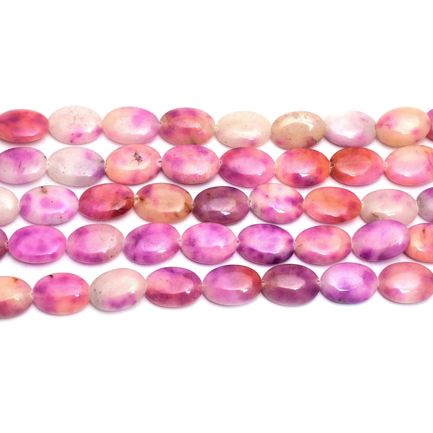 Kamal gems | Multi-Pink Oval-Shaped Onyx Beads, 15"