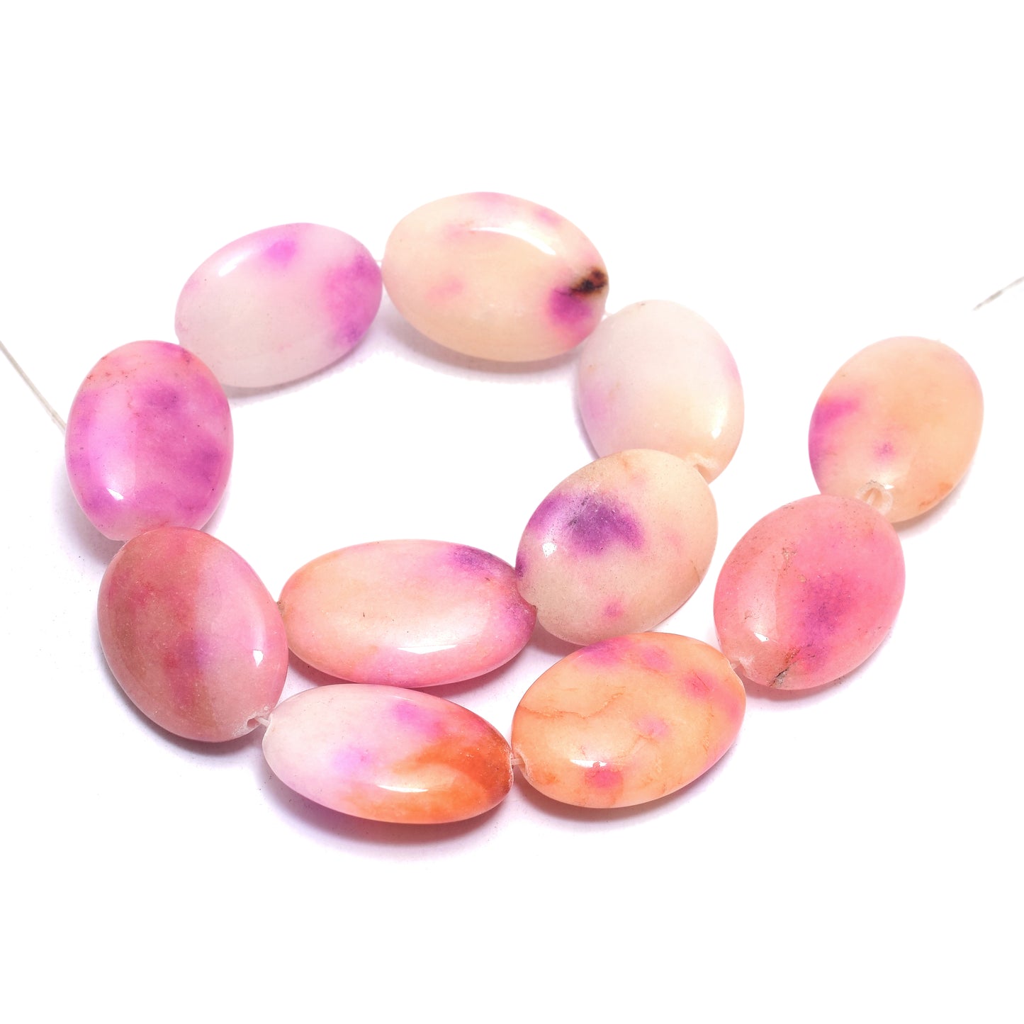 Kamal gems | Multi-Pink Oval-Shaped Onyx Beads, 15"