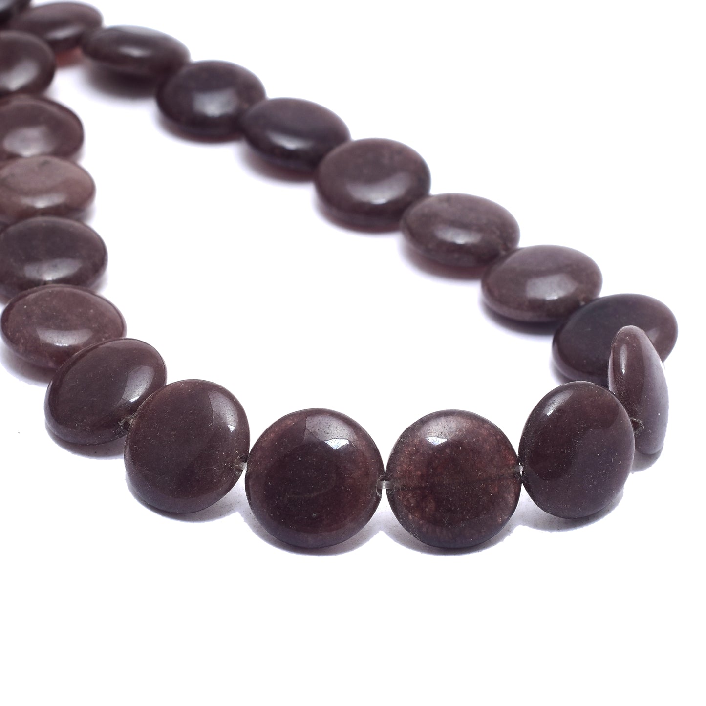 Kamal Gems | Dark Brown Coin-Shaped Beads, 15"