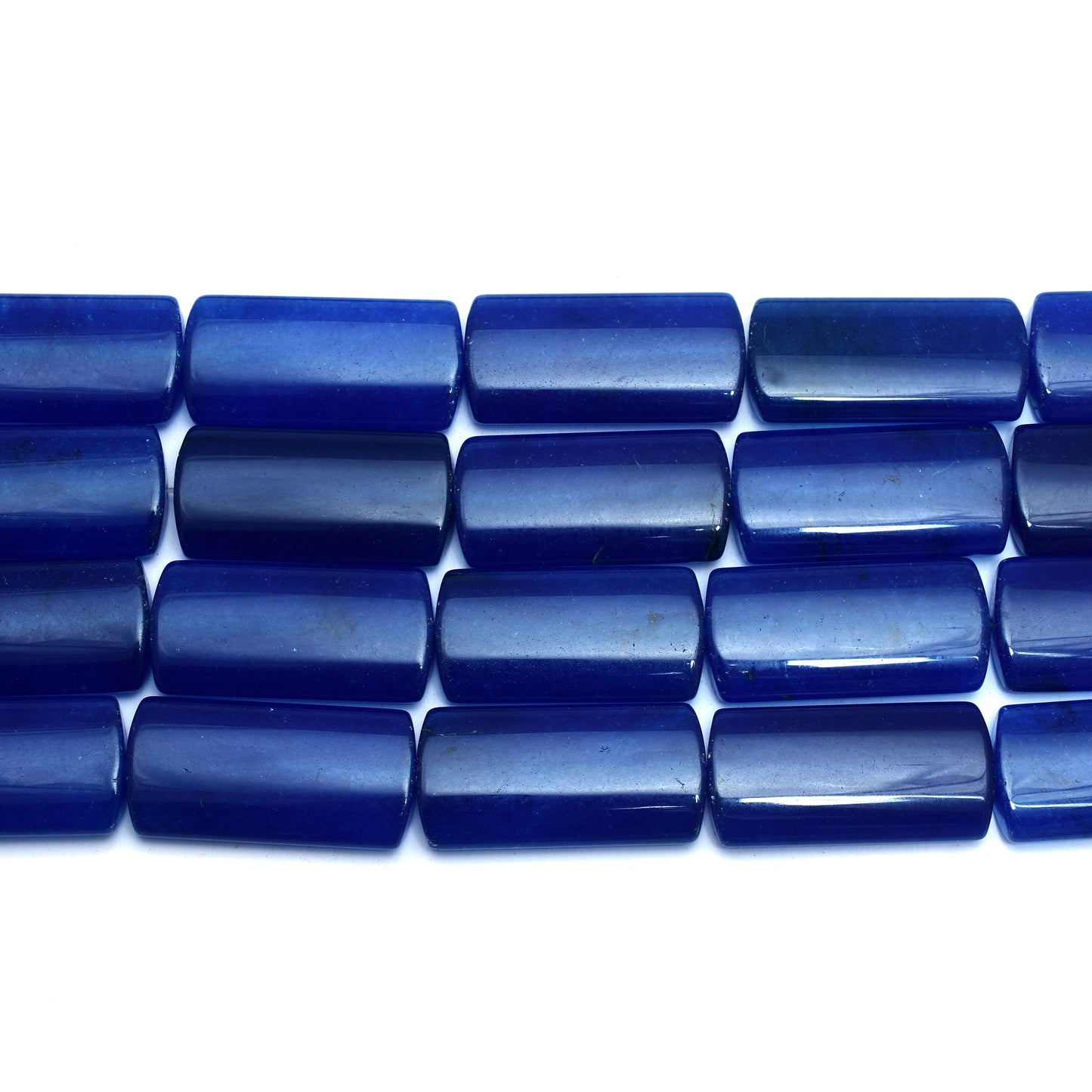Kamal Gems | Dark-Blue Rectangular-Shaped Onyx Beads, 15"