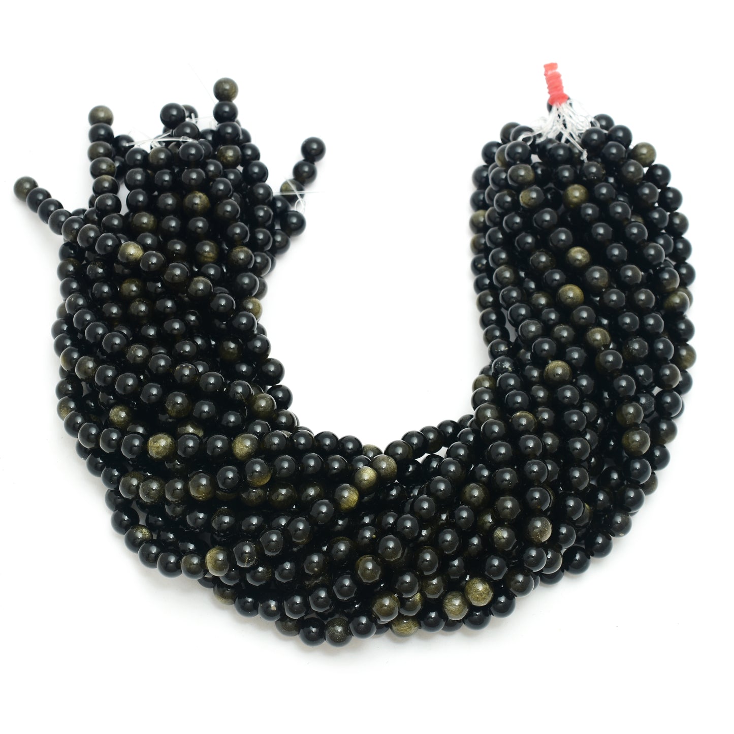 Kamal Gems | Golden Obsidian Gemstone Beads Strand, 15"
