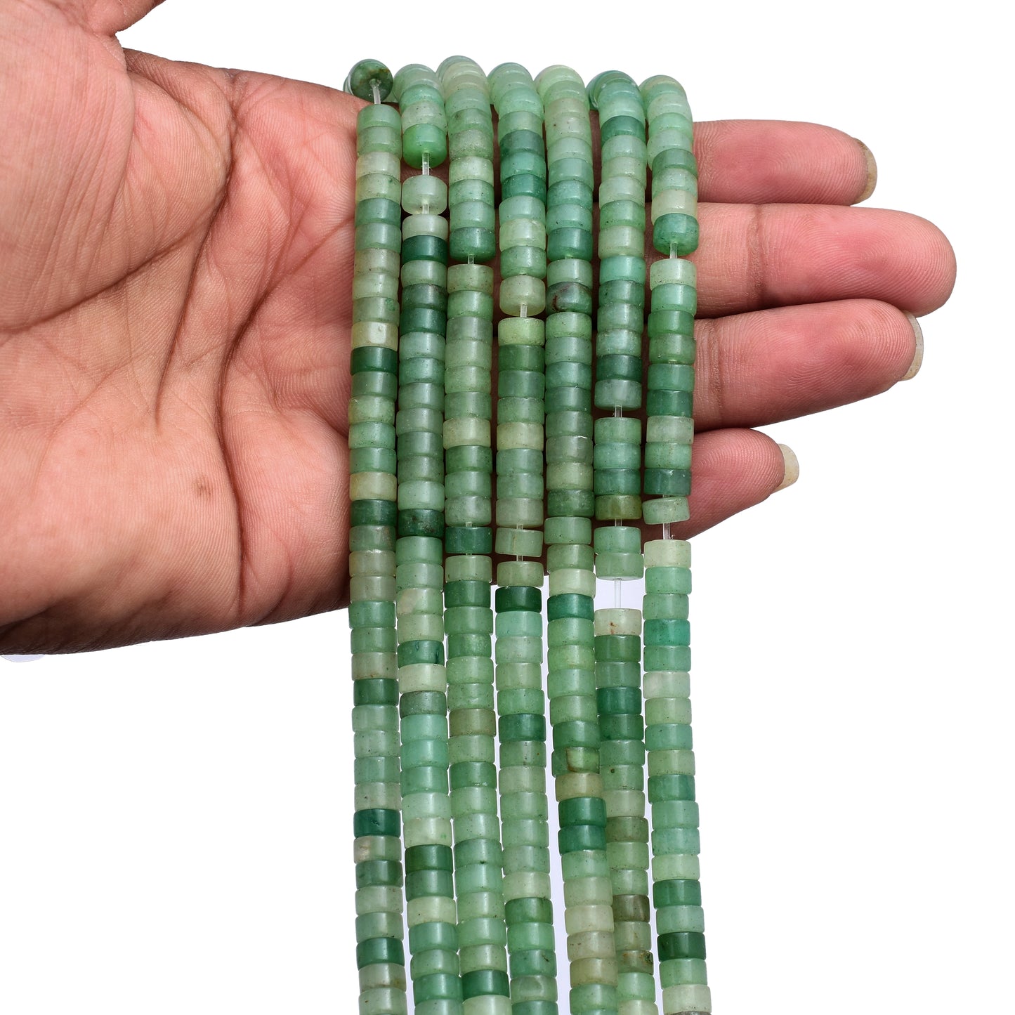 Kamal Gems |Green Aventurine Tyree-Shaped Beads Strand, 15"