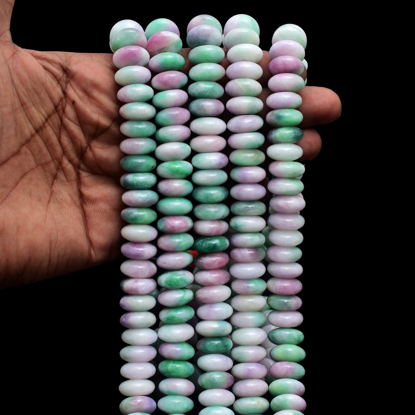 Kamal Gems | Purple-Green Rondelle Beads, 15"