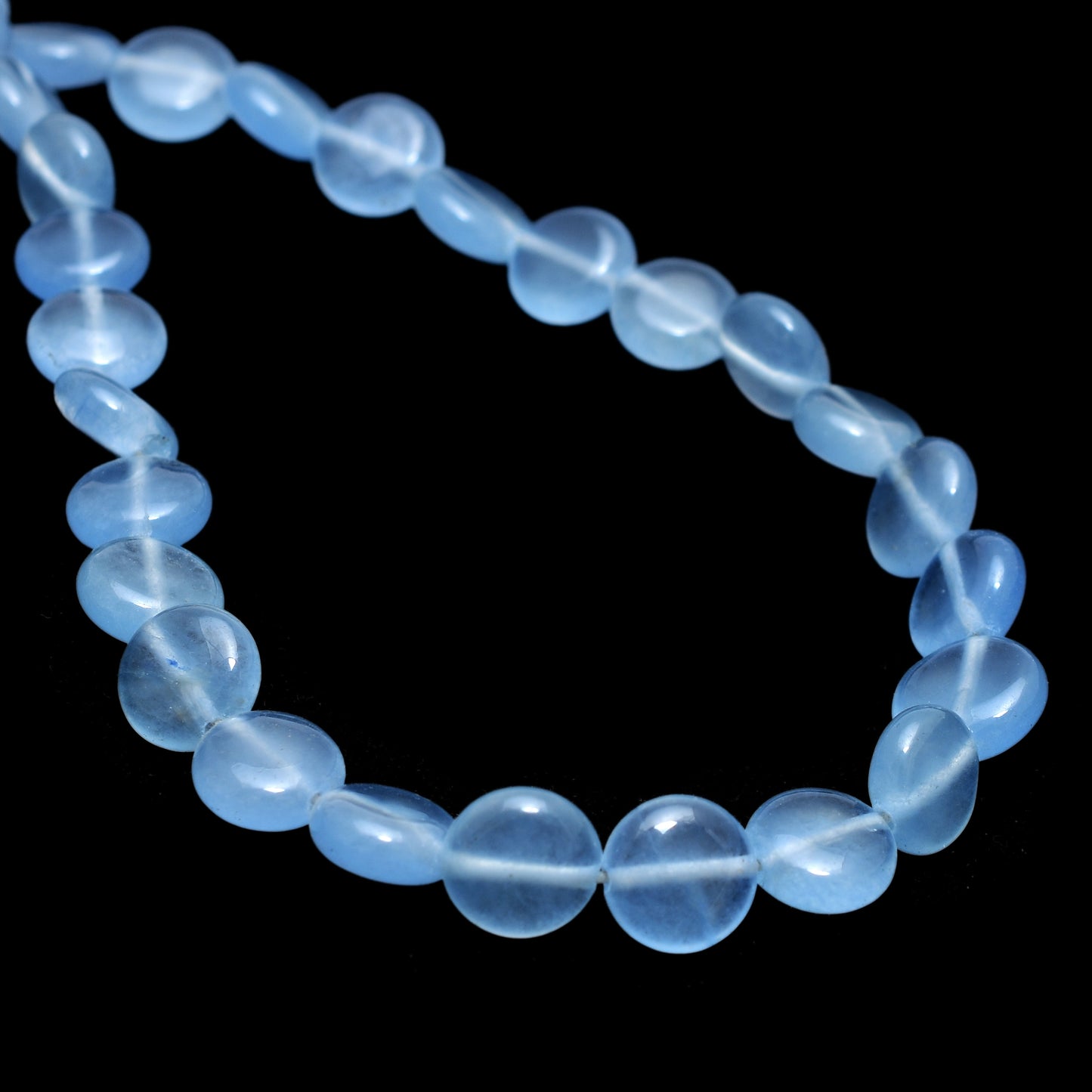 Kamal Gems | Aqua Blue Coin-Shaped Onyx Beads, 15"