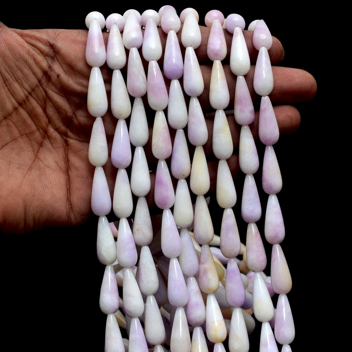 Kamal Gems | Light-Purple Drop-Shaped Onyx Beads, 15"