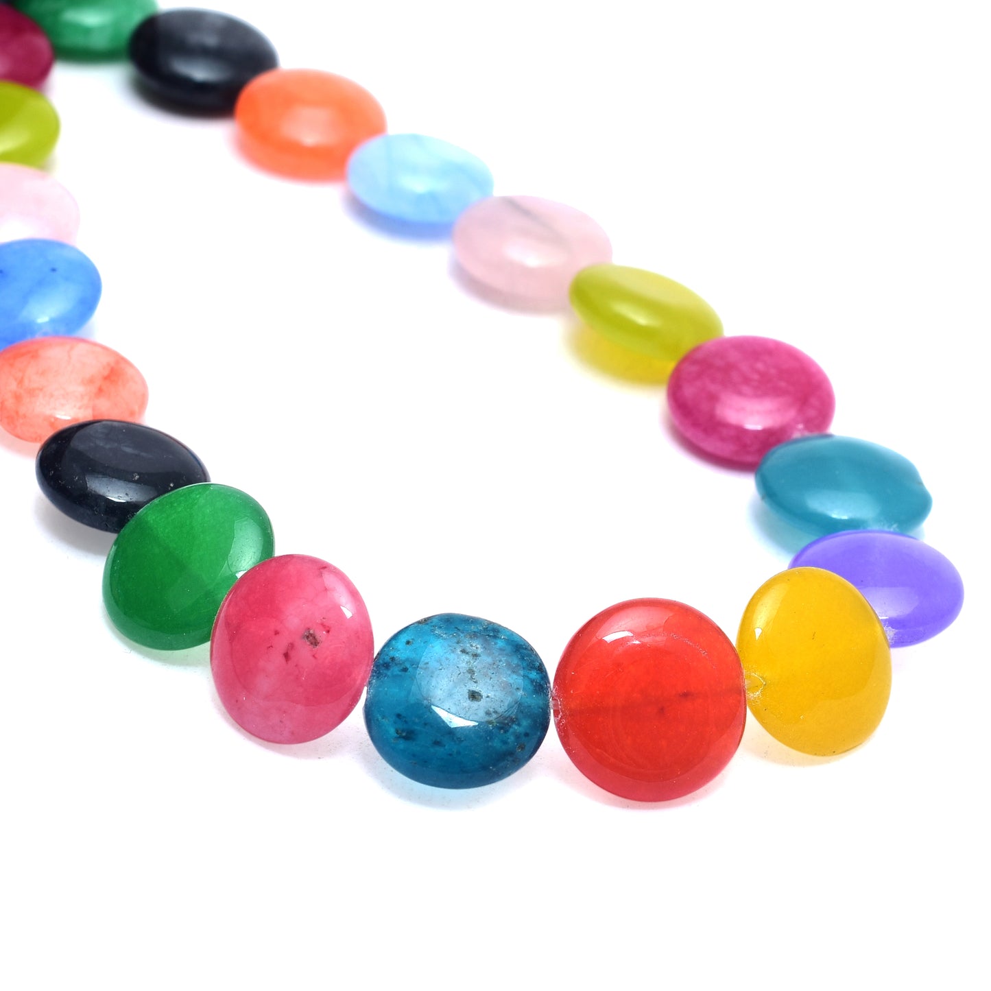 Kamal Gems | Multicolored Coin-Shaped Onyx Beads, 15"