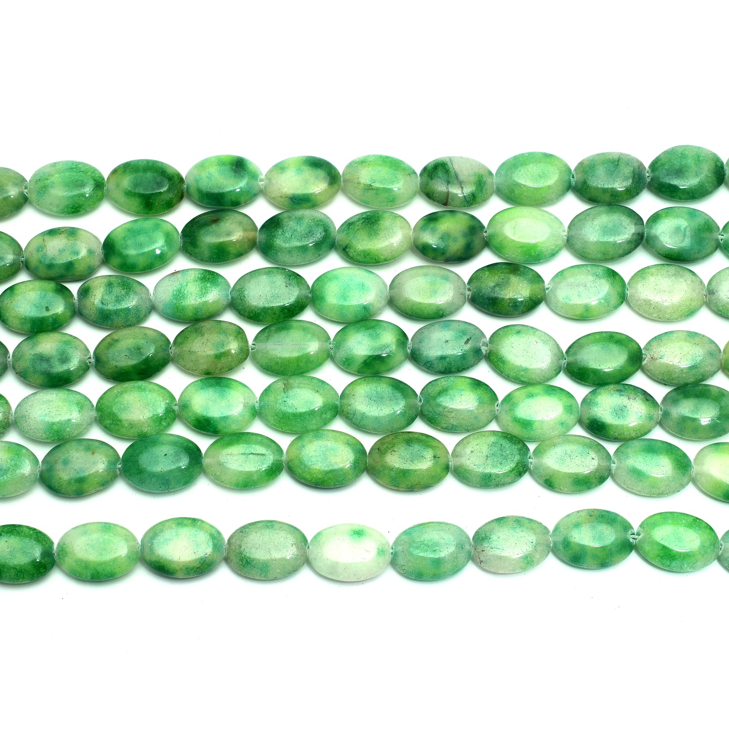 Kamal Gems | Lime-Green Oval-Shaped Onyx Beads, 15"