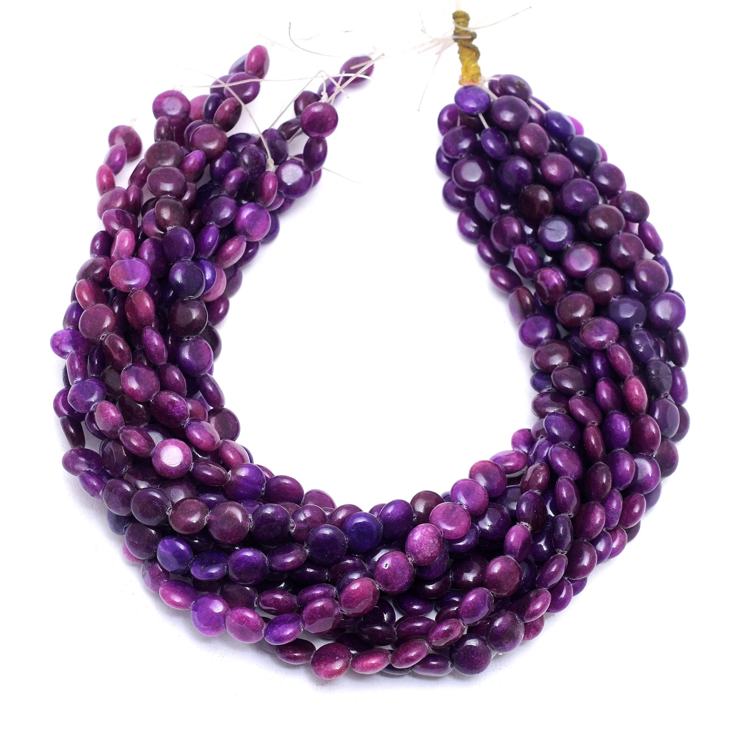 Kamal Gems | Dark Purple Coin-Shaped Onyx Beads, 15"