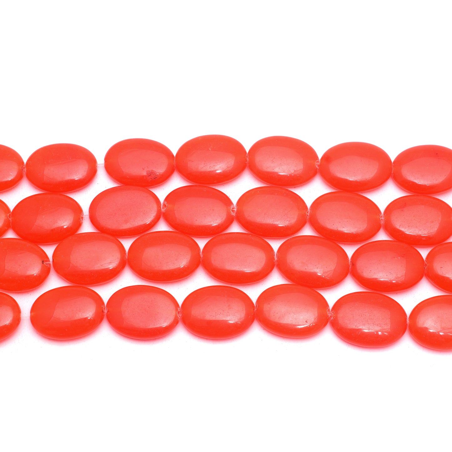 Kamal Gems | Orange Oval-Shaped Onyx Beads, 15"