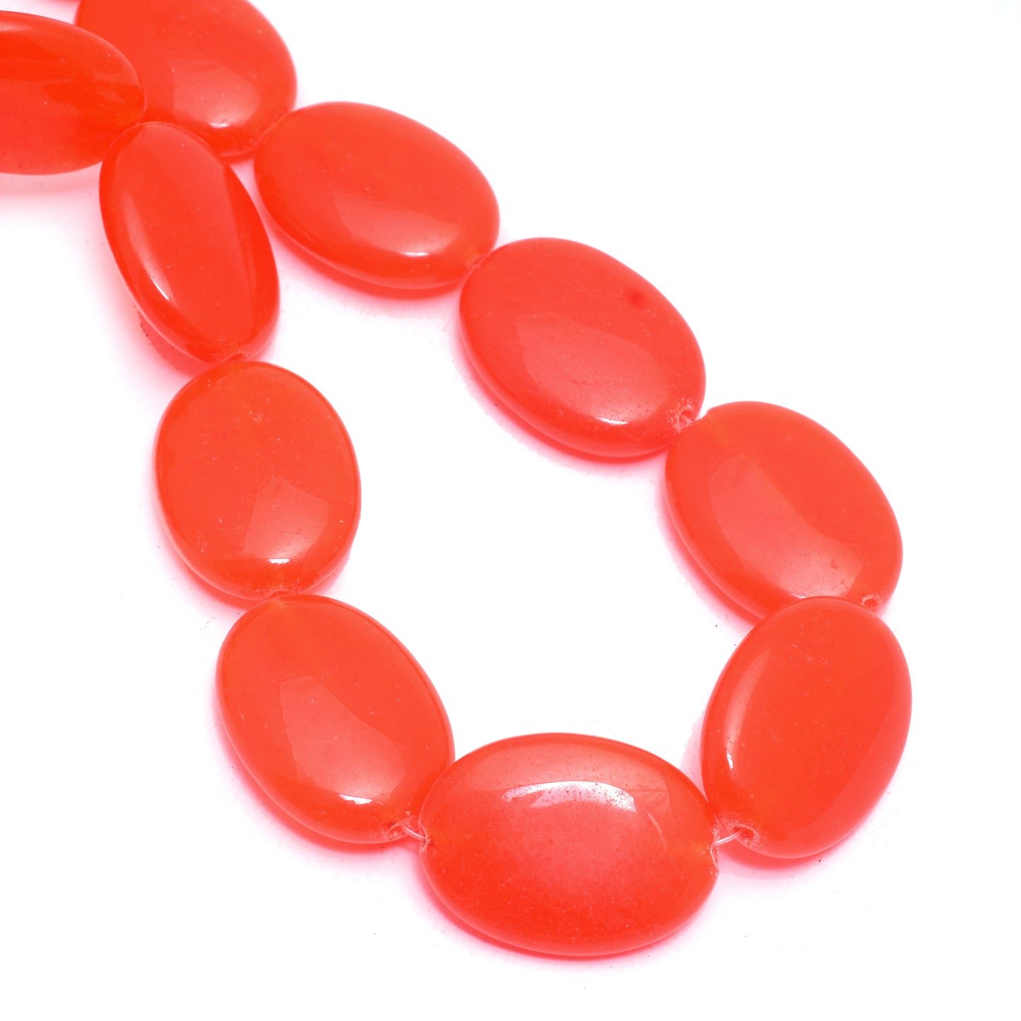 Kamal Gems | Orange Oval-Shaped Onyx Beads, 15"
