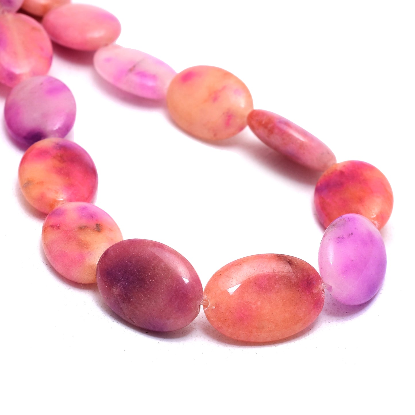 Kamal Gems | Peach-Purple Oval-Shaped Onyx Beads, 15"