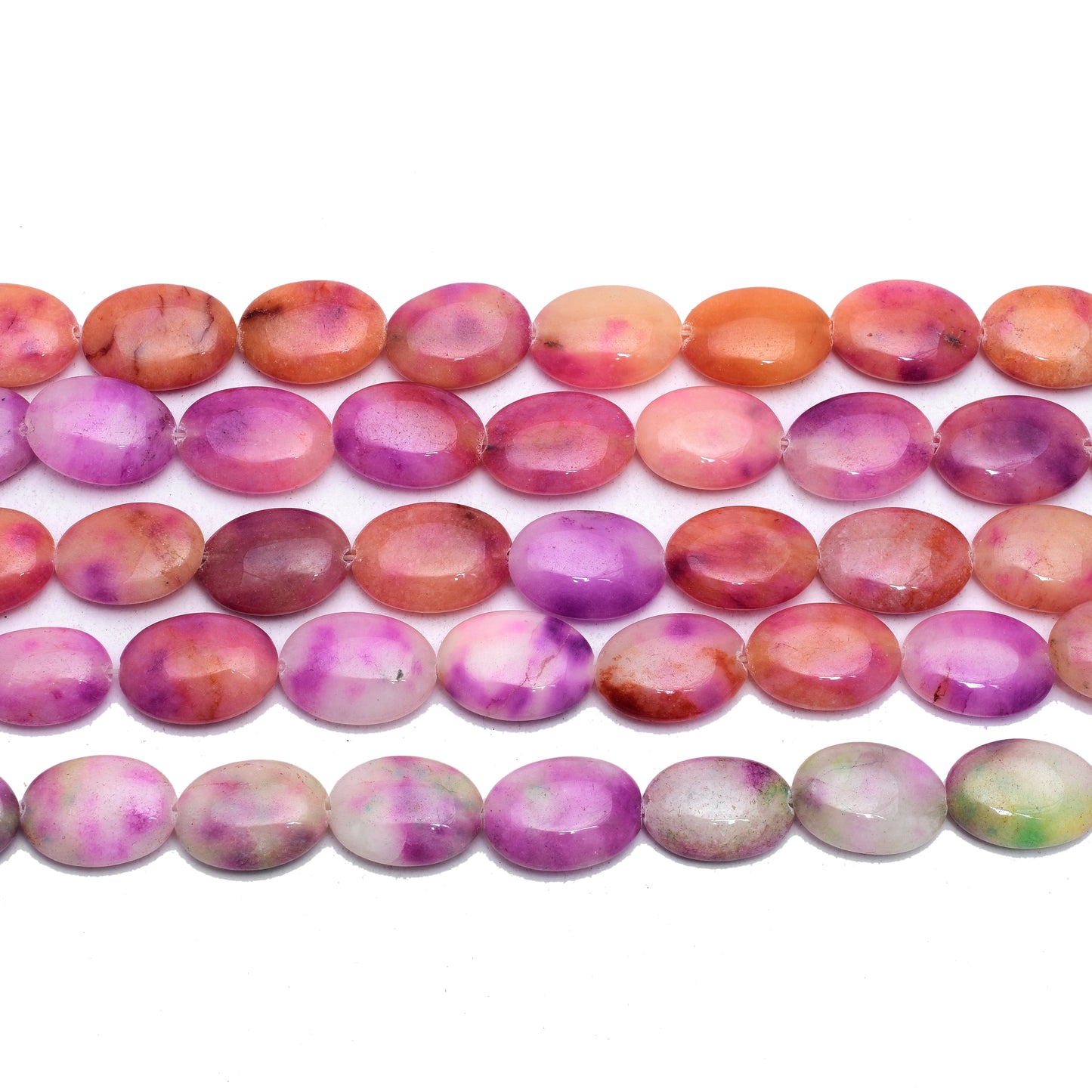 Kamal Gems | Peach-Purple Oval-Shaped Onyx Beads, 15"
