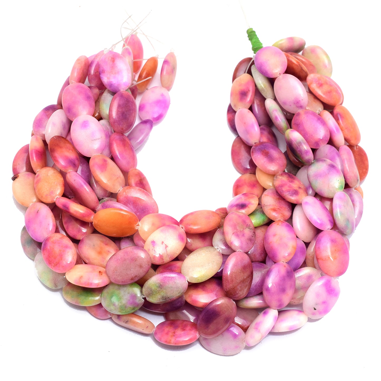 Kamal Gems | Peach-Purple Oval-Shaped Onyx Beads, 15"