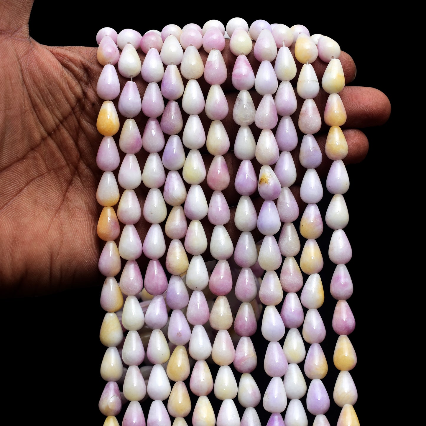 Kamal Gems | Purple Drop-Shaped Onyx Beads, 15"