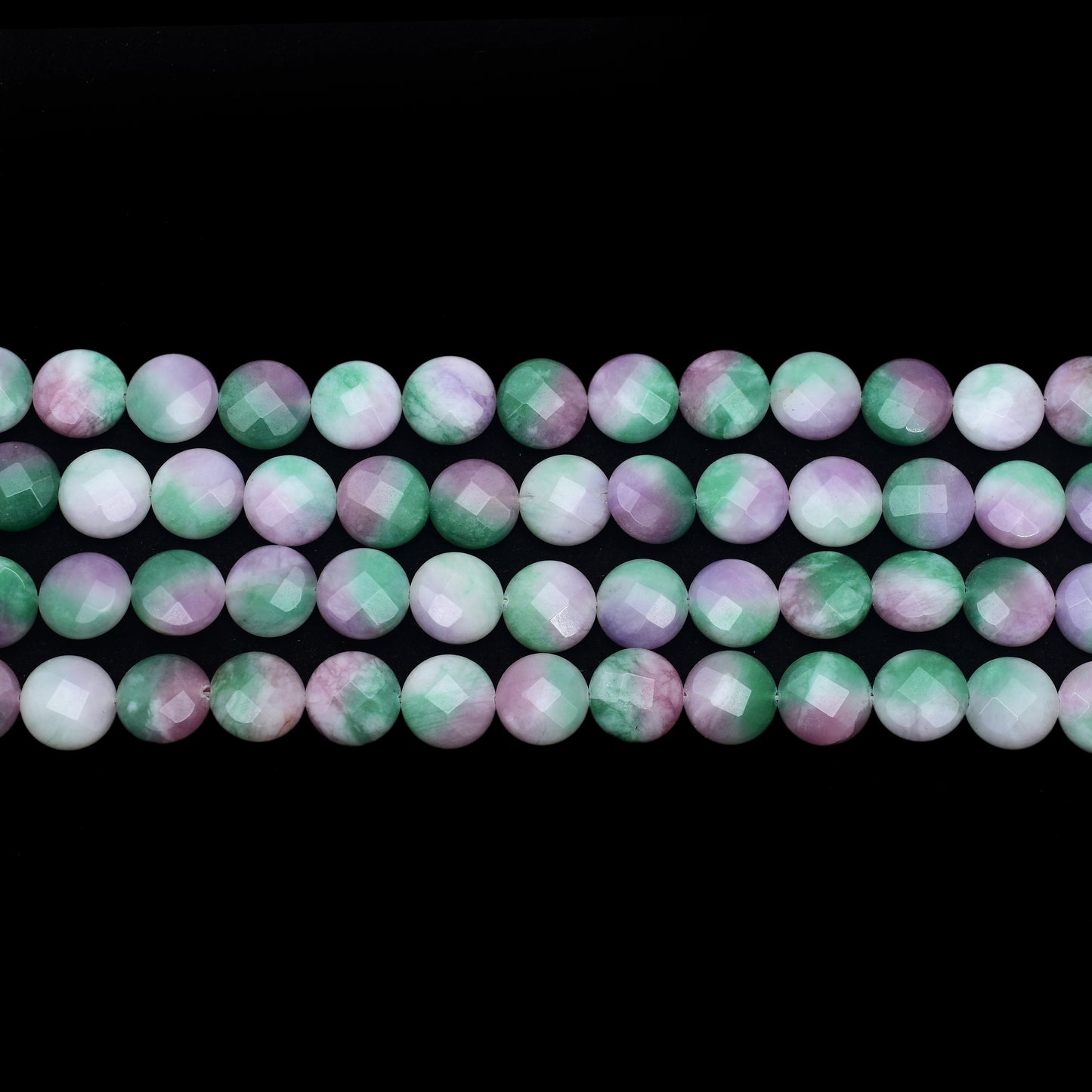 Kamal Gems | Purple-Green Coin-Shaped Onyx Beads, 15"