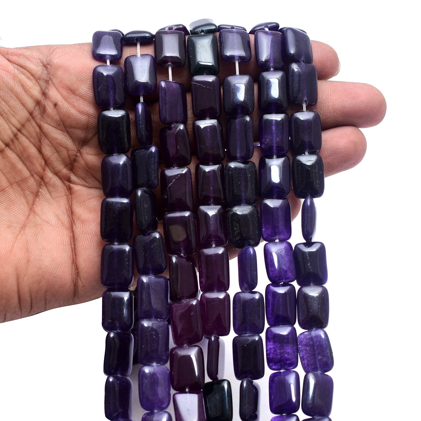 Kamal Gems | Purple Rectangular-Shaped Onyx Beads, 15"