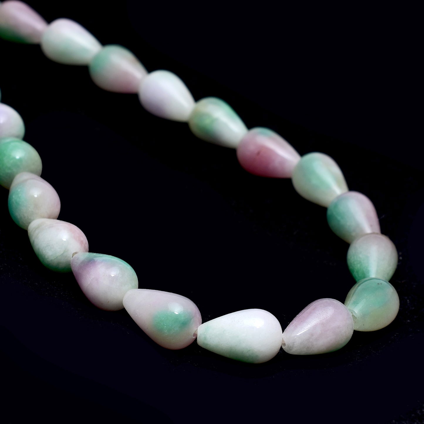 Kamal Gems | Purple-Green Drops Onyx Beads, 15"