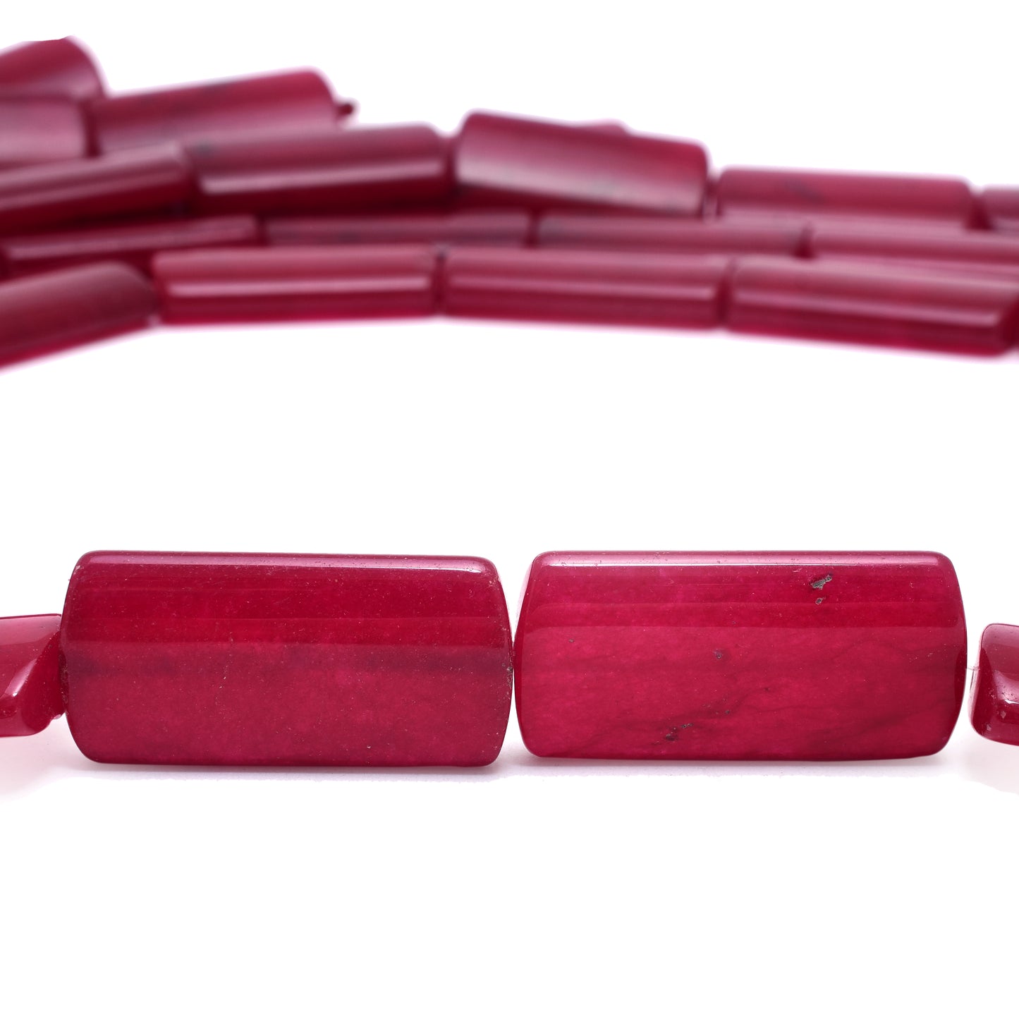Kamal Gems | Ruby Red Rectangular-Shaped Onyx Beads, 15"