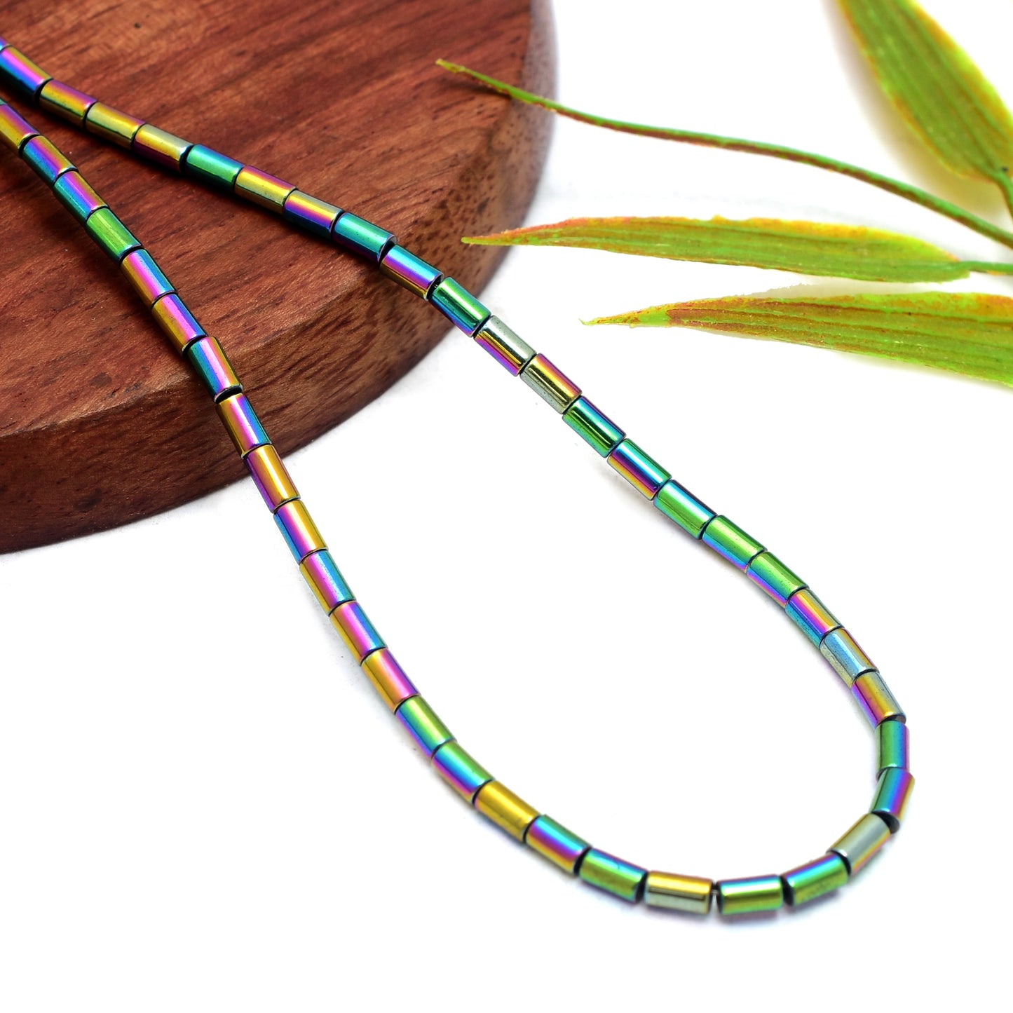 Kamal Gems | Multicolored Pipe-Shaped Hematite Beads Strand