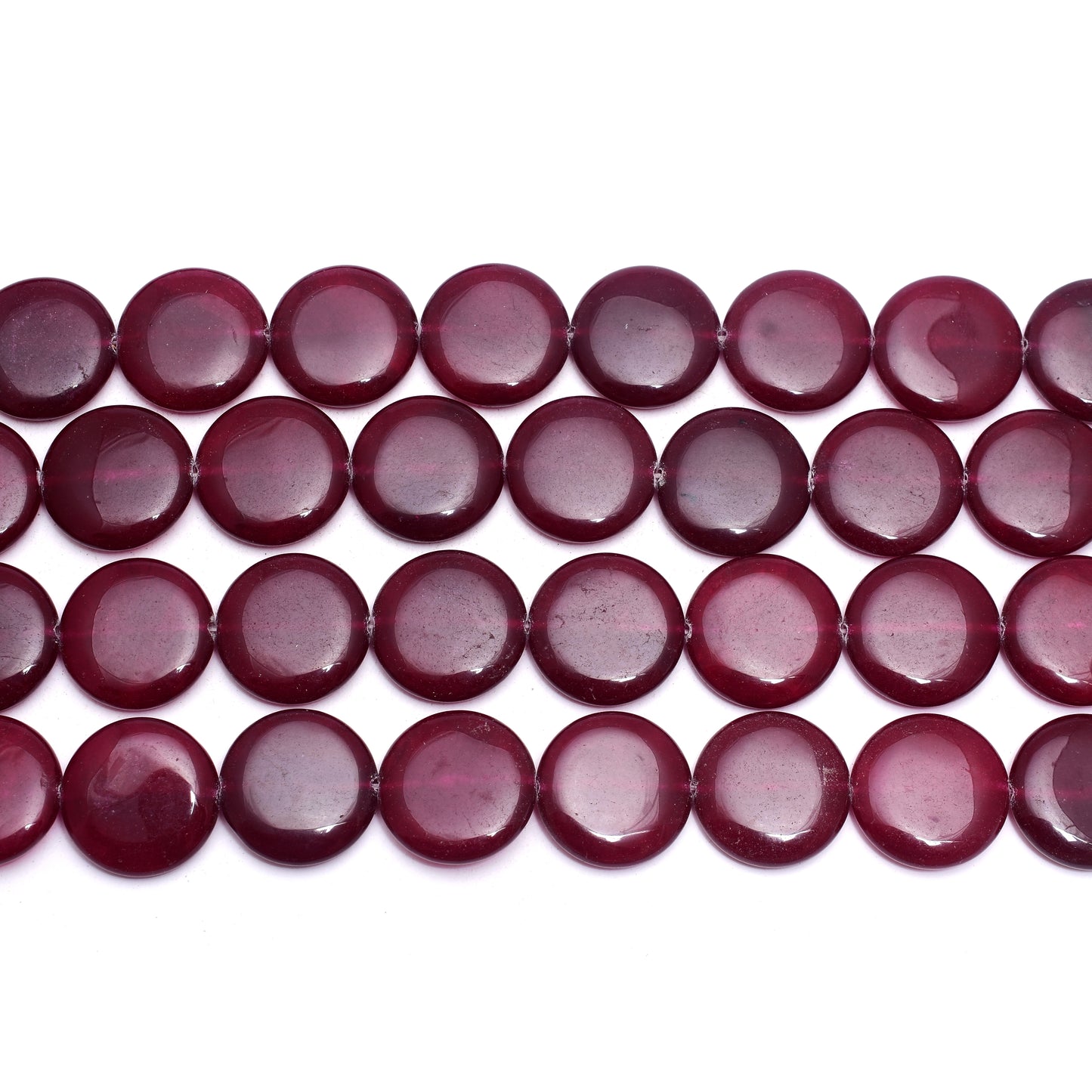 Kamal Gems | Ruby Red Coin-Shaped Onyx Beads, 15"