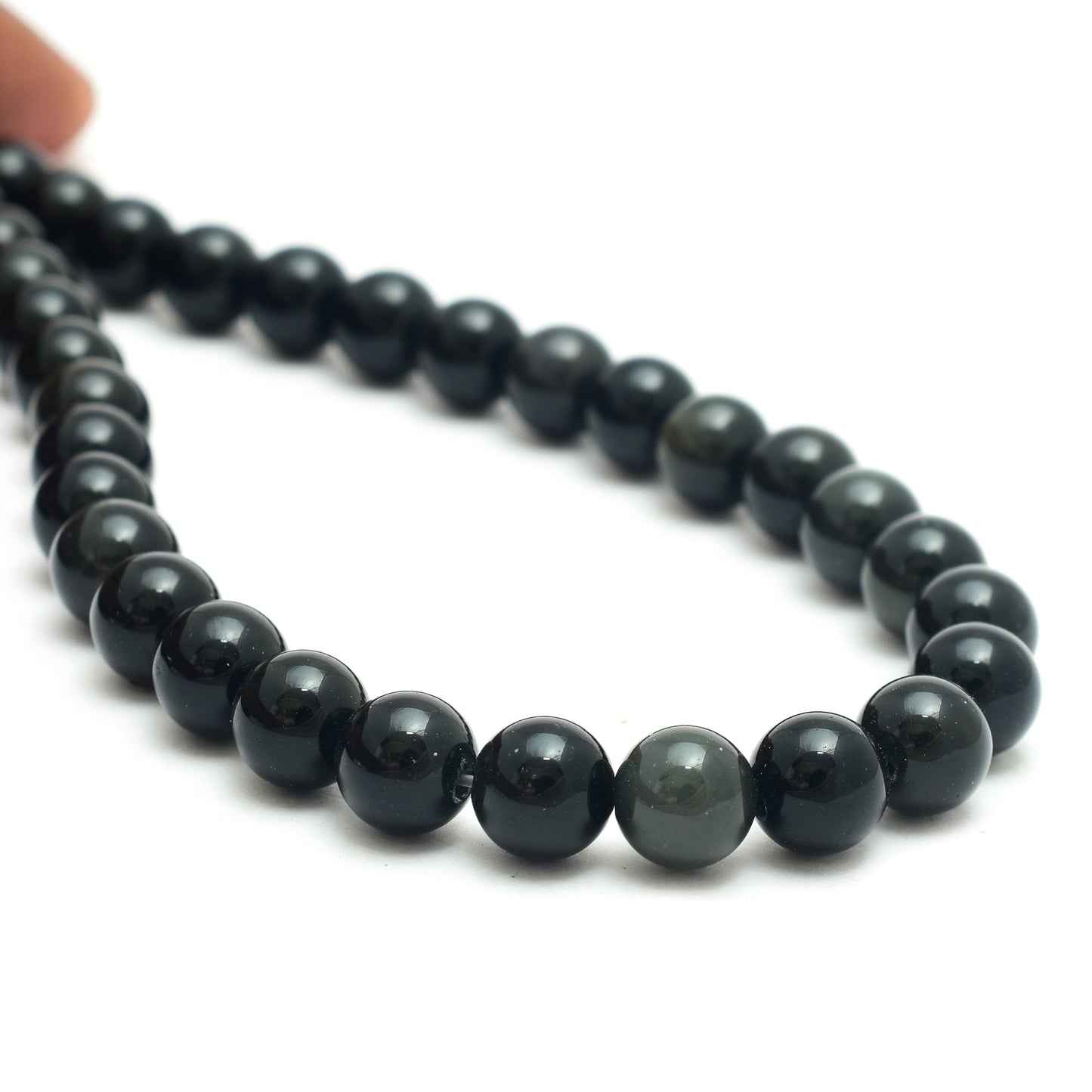 Kamal Gems | Silver Obsidian Gemstone Beads, 15"