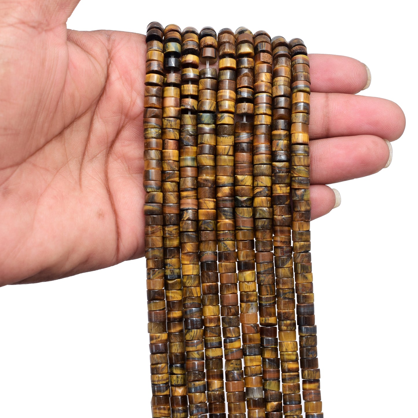 Kamal Gems | Tiger's Eye Tyree-Shaped Gemstone Beads Strand, 15"