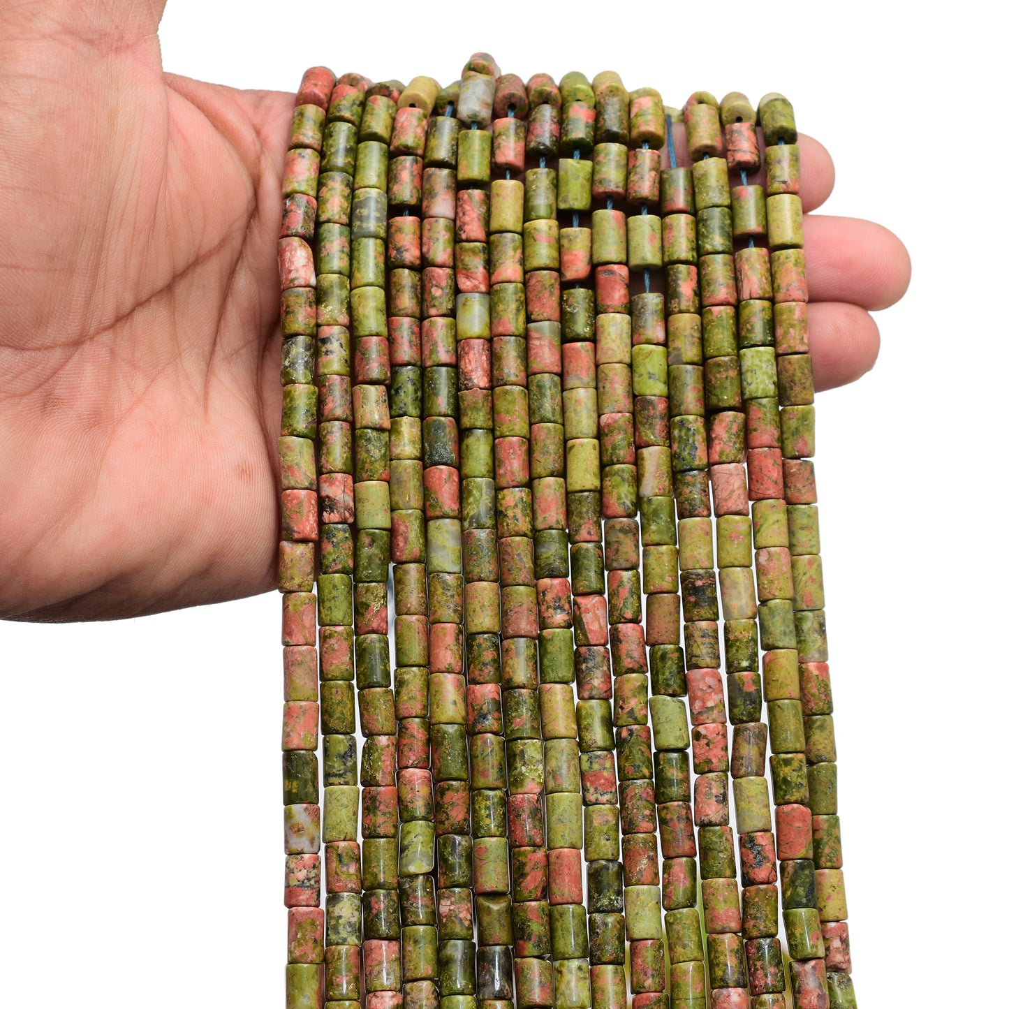 Kamal Gems | Unakite Tube-Shaped Gemstone Beads, 15"