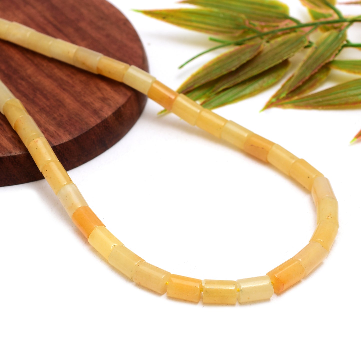 Kamal Gems | Yellow Aventurine Tube-Shaped Beads, 15"