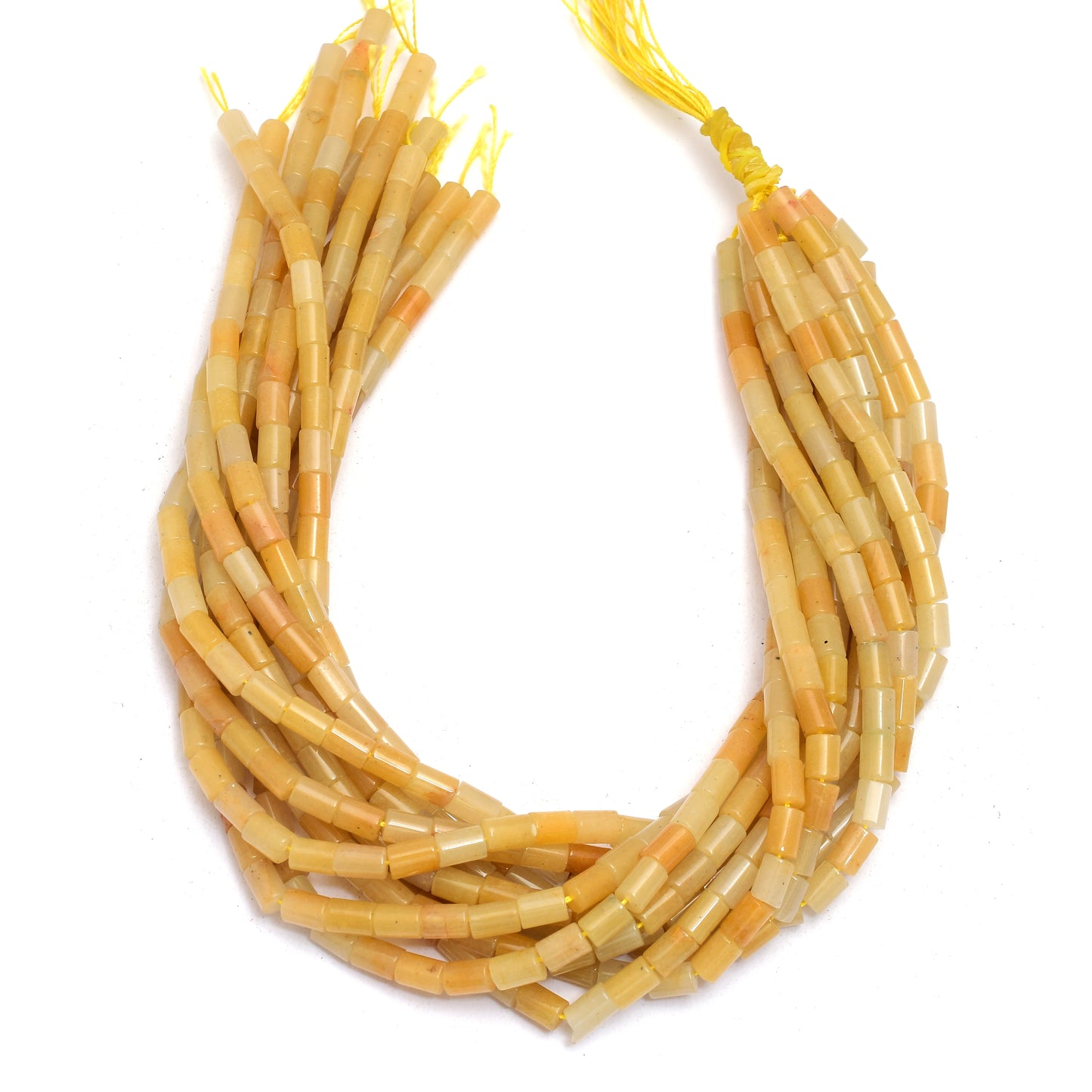Kamal Gems | Yellow Aventurine Tube-Shaped Beads, 15"