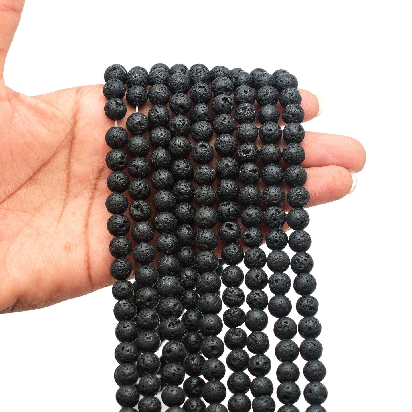 Kamal Gems |Black Lava Gemstone Beads, 15"