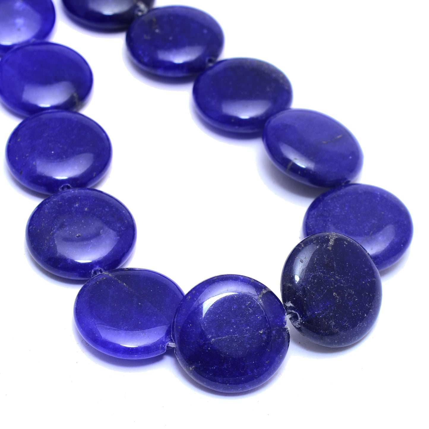 Kamal Gems| Indigo Coin-Shaped Onyx Beads, 15"
