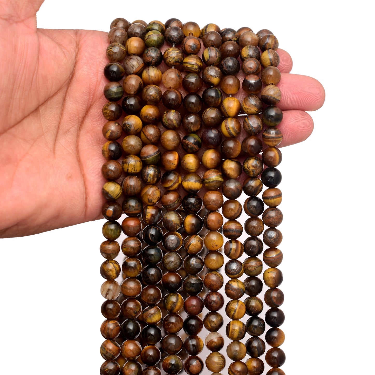 Kamal Gems | Tiger Eye Gemstone Bead Strand, 15"