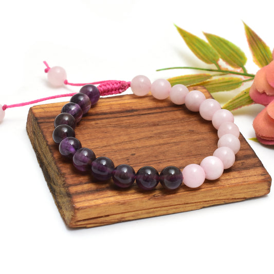 Kamal Gems | Rose Quartz & Amethyst Adjustable Bracelet