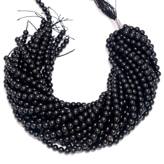 Kamal Gems | Black Tourmaline Gemstone Beads Strand, 15"