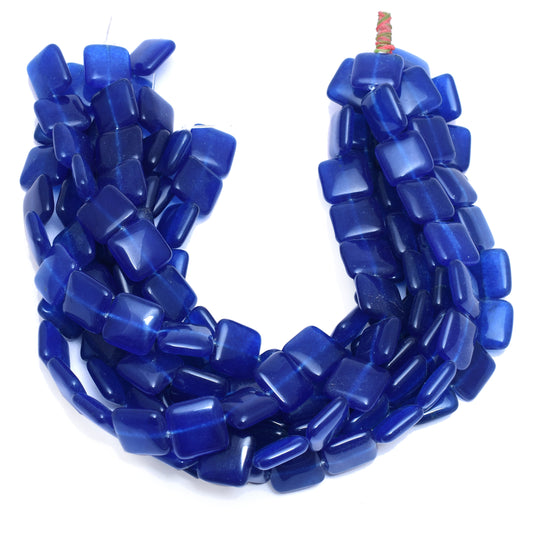 Kamal Gems | Dark Blue Square-Shaped Onyx Beads, 15"