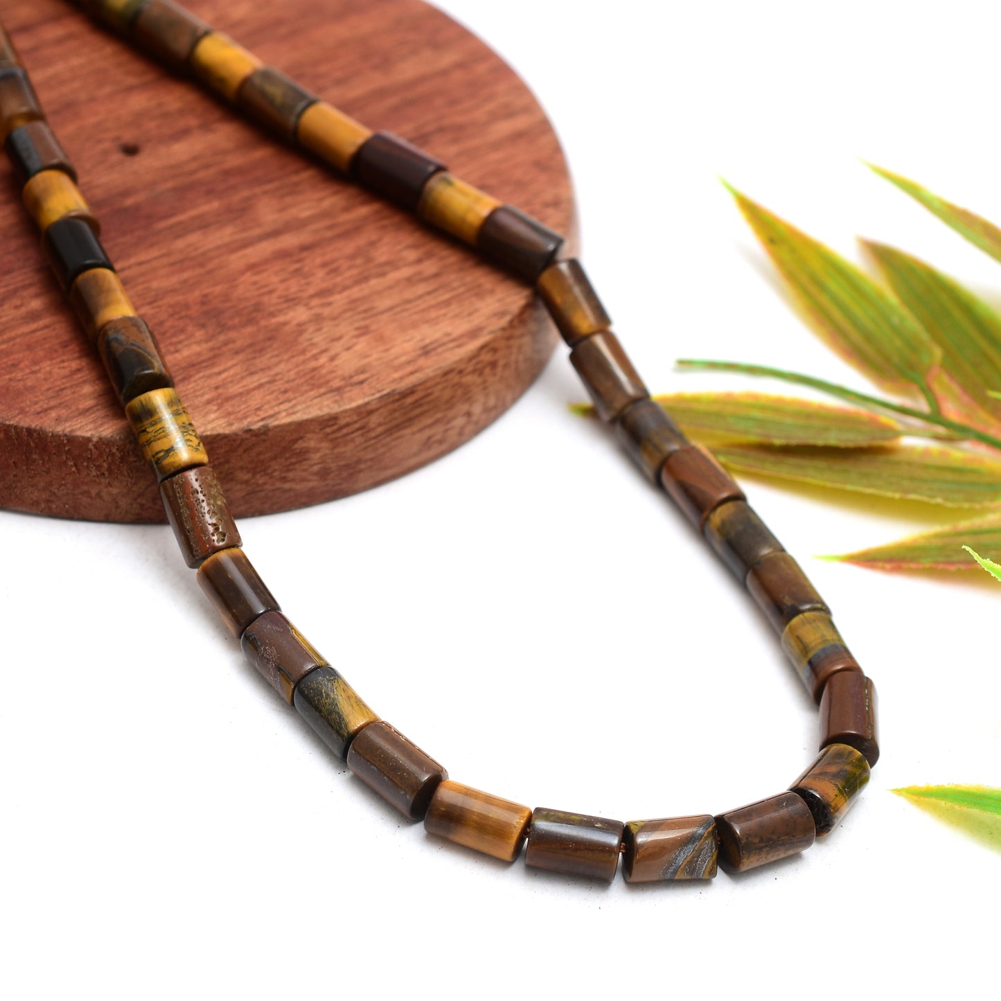 Kamal Gems | Tiger Eye Tube-Shaped Gemstone Beads, 15"