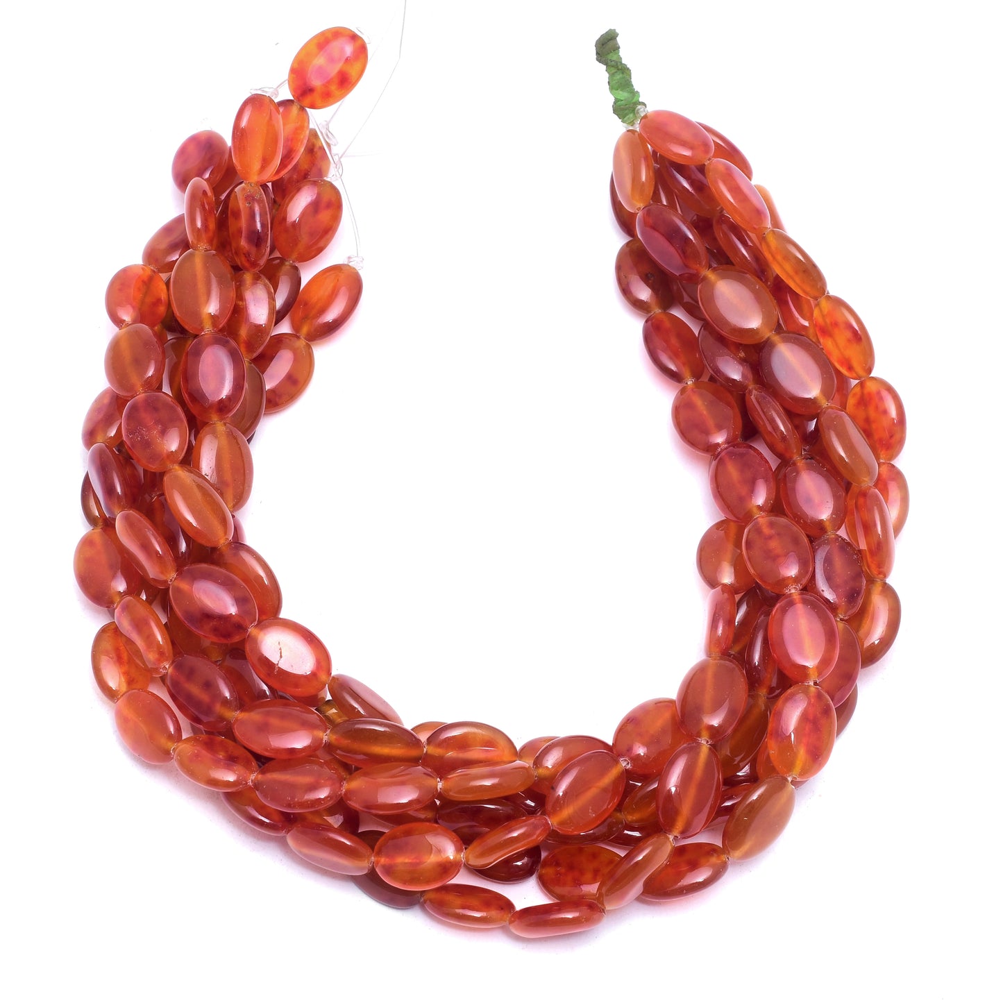 Kamal Gems | Orange Oval-Shaped Beads, 15"