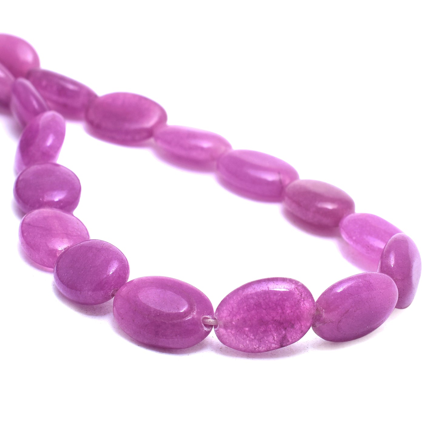 Kamal Gems | Purple Oval-Shaped Onyx Beads, 15"