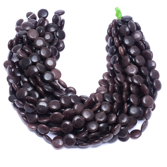 Kamal Gems | Dark Brown Coin-Shaped Beads, 15"