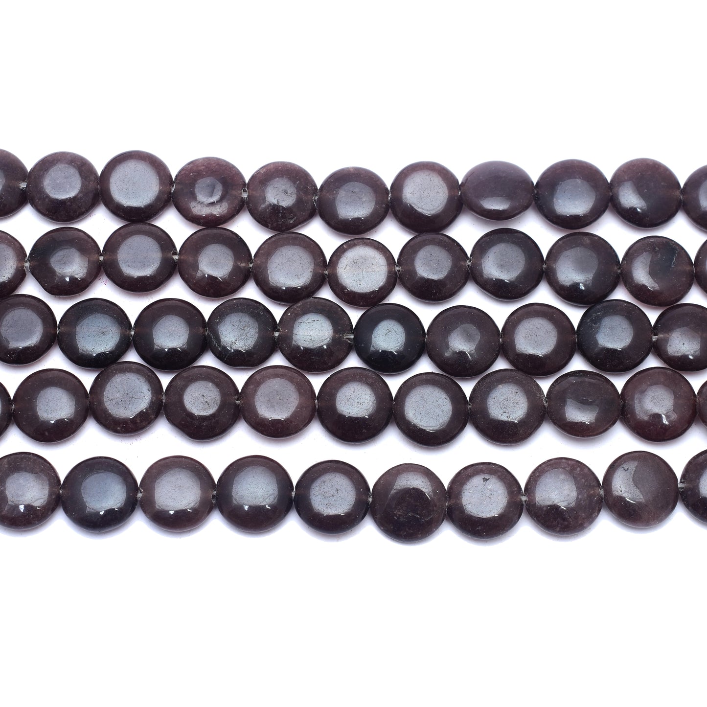 Kamal Gems | Dark Brown Coin-Shaped Beads, 15"